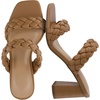 CUSHIONAIRE Irine Chunky Heels for Women, Braided Block Heel Sandals with Square Toe and Memory Foam(Tan)