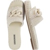 CUSHIONAIRE Lucia Raffia Bow Espadrille Sandals for Women, Woven Straw Flat Slide Summer Sandals with Cushioned Footbed(Beige)