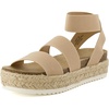 CUSHIONAIRE Mandy Strappy Espadrille Platform Sandals for Women with Low Wedge Heel(Nude)