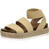 CUSHIONAIRE Mandy Strappy Espadrille Platform Sandals for Women with Low Wedge Heel(Raffia)
