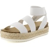 CUSHIONAIRE Mandy Strappy Espadrille Platform Sandals for Women with Low Wedge Heel(White)
