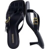 CUSHIONAIRE Marlin Low Kitten Heels for Women, Thong Style Dressy Heeled Womens Sandals with Adjustable Buckle Closure(Black Croco)