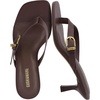 CUSHIONAIRE Marlin Low Kitten Heels for Women, Thong Style Dressy Heeled Womens Sandals with Adjustable Buckle Closure(Chocolate)