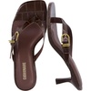 CUSHIONAIRE Marlin Low Kitten Heels for Women, Thong Style Dressy Heeled Womens Sandals with Adjustable Buckle Closure(Chocolate Croco)