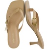 CUSHIONAIRE Marlin Low Kitten Heels for Women, Thong Style Dressy Heeled Womens Sandals with Adjustable Buckle Closure(Tan)