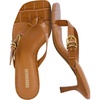CUSHIONAIRE Marlin Low Kitten Heels for Women, Thong Style Dressy Heeled Womens Sandals with Adjustable Buckle Closure(Whiskey)