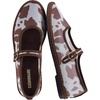 CUSHIONAIRE Missy Mary Jane Ballet Flats for Women, Breathable Lightweight Womens Flats with Adjustable Buckle and Cushioned Memory Foam(Brown/Cow)