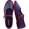 CUSHIONAIRE Missy Mary Jane Ballet Flats for Women, Breathable Lightweight Womens Flats with Adjustable Buckle and Cushioned Memory Foam(Dusty Blue/Red)
