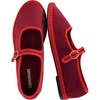 CUSHIONAIRE Missy Mary Jane Ballet Flats for Women, Breathable Lightweight Womens Flats with Adjustable Buckle and Cushioned Memory Foam(Red/Red)