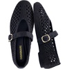 CUSHIONAIRE Monet Woven Mary Jane Flats for Women, Comfortable Ballet Flats with Adjustable Gold-Tone Buckle Strap and Memory Foam Cushioning(Black)