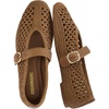 CUSHIONAIRE Monet Woven Mary Jane Flats for Women, Comfortable Ballet Flats with Adjustable Gold-Tone Buckle Strap and Memory Foam Cushioning(Brown)