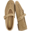 CUSHIONAIRE Monet Woven Mary Jane Flats for Women, Comfortable Ballet Flats with Adjustable Gold-Tone Buckle Strap and Memory Foam Cushioning(Tan)