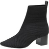 CUSHIONAIRE Neely Sock Booties for Women, Stretch Knit Block Heel Womens Boots with Memory Foam for All-Day Comfort and Style(Black)