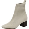 CUSHIONAIRE Neely Sock Booties for Women, Stretch Knit Block Heel Womens Boots with Memory Foam for All-Day Comfort and Style(Ivory)