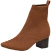 CUSHIONAIRE Neely Sock Booties for Women, Stretch Knit Block Heel Womens Boots with Memory Foam for All-Day Comfort and Style(Tan)