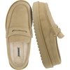 CUSHIONAIRE Ollie Cozy Genuine Suede Clogs for Women, Comfortable Slip-On Mule Loafers with Faux Fur Lining, Memory Foam Cushioning and Durable Rubber Sole(Biscuit)