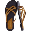 CUSHIONAIRE Raz Thong Strappy Sandals for Women, Minimalist Flat Sandals with Decorative Ring Accents(Cognac)