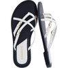 CUSHIONAIRE Raz Thong Strappy Sandals for Women, Minimalist Flat Sandals with Decorative Ring Accents(White)