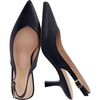 CUSHIONAIRE Saby Slingback Kitten Heels for Women, Pointed Toe Pumps with Adjustable Ankle Strap for Casual Dressy Wear(Black Smooth)