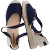 CUSHIONAIRE Talisa Espadrilles for Women, Closed Toe Wedge Sandal with Elastic Ankle Strap and Jute Wrapped Sole(Navy)
