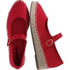 CUSHIONAIRE Tapas Canvas Mary Jane Flat Espadrilles for Women, Cushioned Comfort Closed Toe with Adjustable Strap(Red)