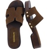 CUSHIONAIRE Thai 100% Genuine Leather Suede Platform Sandals for Women Adjustable Strap Heeled Slide Sandals(Brown Genuine Suede)