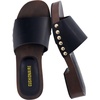 CUSHIONAIRE Timmi 100% Genuine Leather Suede Slides for Women, Slip On Low Heeled Dress Sandal with Studded Detail(Black Smooth Vegan Leather)