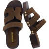 CUSHIONAIRE Tokyo Vegan Leather Suede Platform Sandals for Women Adjustable Strap Heeled Slide Sandals with Memory Foam Comfort(Brown Genuine Suede)