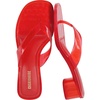 CUSHIONAIRE Toots Thong Strap Jelly Sandals for Women with Low Block Heel(Red)