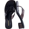 CUSHIONAIRE Toots Thong Strap Jelly Sandals for Women with Low Block Heel(Smoke)