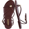 CUSHIONAIRE Tory Strappy Flat Sandals for Women, Toe Ring Sandals with Adjustable Buckle Ankle Strap, Wrap Style(Chocolate)