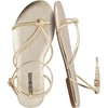 CUSHIONAIRE Tory Strappy Flat Sandals for Women, Toe Ring Sandals with Adjustable Buckle Ankle Strap, Wrap Style(Gold)