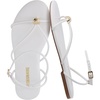 CUSHIONAIRE Tory Strappy Flat Sandals for Women, Toe Ring Sandals with Adjustable Buckle Ankle Strap, Wrap Style(Ivory)