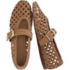 CUSHIONAIRE Wit Hand Woven Womens Flats, Comfortable Mary Jane Ballet Flat with Adjustable Buckle Braided Strap and Cushioned Memory Foam(Latte)