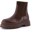 CUSHIONAIRE Women’s Dee Chelsea Stretch boot +Memory Foam, Wide Widths Available(Brown)