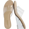 CUSHIONAIRE Women’s Gloss Lucite Wedge Heel Mule Sandals +Memory Foam, Wide Widths Available(Clear)