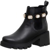 CUSHIONAIRE Women’s Julie chelsea boot with Jeweled strap +Memory Foam(Black)