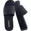 CUSHIONAIRE Women’s Kudos Platform Slide Sandals | Casual Sandals(Black Raffia)
