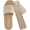 CUSHIONAIRE Women’s Kudos Platform Slide Sandals | Casual Sandals(Natural Raffia)