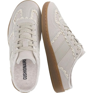 CUSHIONAIRE Bria Kids Backless Lace up Fashion Sneakers Shoes for Girls(Ivory)
