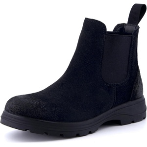 CUSHIONAIRE Britain Genuine Suede Chelsea Ankle Boots for Women(Black)