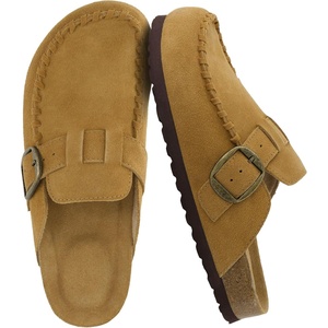 CUSHIONAIRE Canoe Genuine Suede Clogs for Women Footwear with Moc Toe Design – Casual Slip On Womens Shoes(Camel)