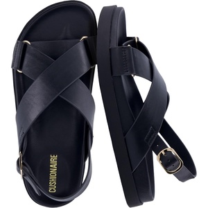CUSHIONAIRE Eden Footbed Sandals for Women, Comfortable Arch Support Womens Sandals with Platform, Slingback Strap and Memory Foam(Black)