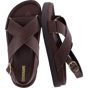 CUSHIONAIRE Eden Footbed Sandals for Women, Comfortable Arch Support Womens Sandals with Platform, Slingback Strap and Memory Foam(Chocolate)