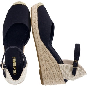 CUSHIONAIRE Elche Closed Toe Wedge Sandals for Women, Platform Espadrilles Heels With Adjustable Buckle(Black)