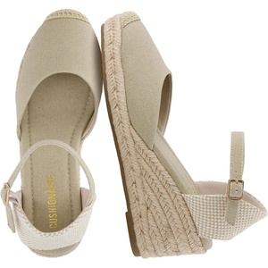 CUSHIONAIRE Elche Closed Toe Wedge Sandals for Women, Platform Espadrilles Heels With Adjustable Buckle(Natural)