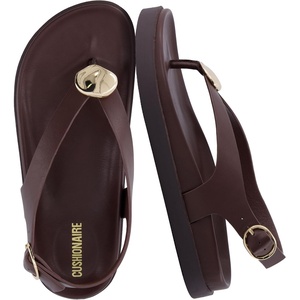 CUSHIONAIRE Expo Thong Sandals for Women, Comfortable Slingback Sandals with Arch Support and Cushioned Footbed(Chocolate)