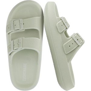 CUSHIONAIRE Fame Pillow Recovery Sandals for Women, Adjustable Double Buckle Waterproof EVA Cloud Slides for Women(Aloe)