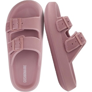 CUSHIONAIRE Fame Pillow Recovery Sandals for Women, Adjustable Double Buckle Waterproof EVA Cloud Slides for Women(Blush)