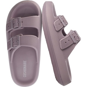 CUSHIONAIRE Fame Pillow Recovery Sandals for Women, Adjustable Double Buckle Waterproof EVA Cloud Slides for Women(Iris)